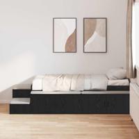 Opbergbedframe Zwart eiken 234 x 103 x 53.5 cm Bewerkt hout - thumbnail