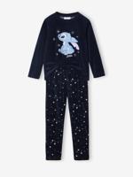Disney® LILO & STITCH pyjama voor meisjes van fluweel / velours marineblauw - thumbnail