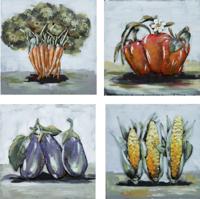 Schilderij - Metaalschilderij - Kleurrijke Groentes, Set van 4x 40x40 - thumbnail