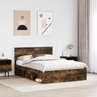 Bedframe Gerookt eiken 135 x 190 cm Massief grenenhout - thumbnail