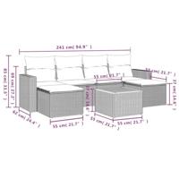 7-delige Loungeset met kussens poly rattan gemengd beige - thumbnail