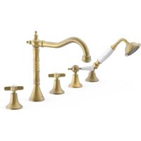 Badrandkraan Tres Clasic Mengkraan Incl. Omstelknop en Handdouche Verouderd Messing Mat Tres - thumbnail