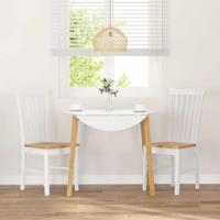 Eetkamerstoelen met kussens 2 st massief hout rubber wit - thumbnail