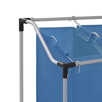 VidaXL Wassorteerder met 3 zakken staal blauw VidaXL Wassorteerder met 3 zakken staal blauw