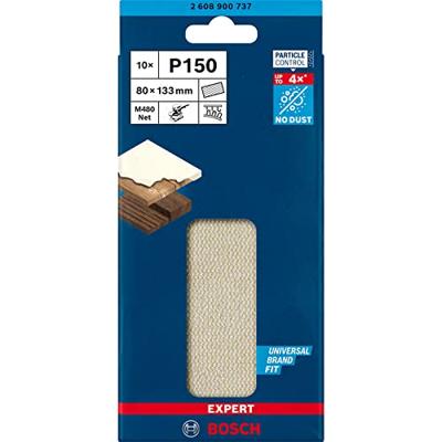 Bosch Accessories EXPERT M480 2608900737 Schuurnet voor vlakschuurmachine Ongeperforeerd Korrelgrootte (num) 150 (l x b) 133 mm x 80 mm 10 stuk(s)