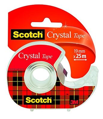 Scotch Plakband Crystal ft 19 mm x 25 m, blister met 1 afroller met 1 rolletje