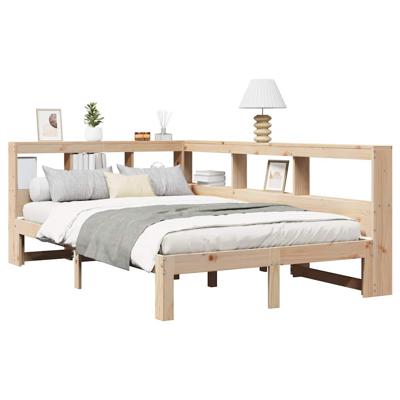 Bed met boekenkast zonder matras massief grenenhout 135x190 cm - thumbnail
