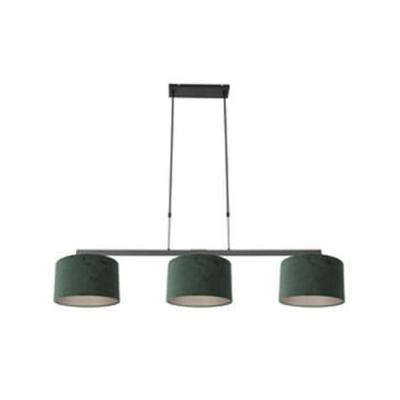 Steinhauer Zwarte hanglampStang met groene velours kappen - 3463ZW