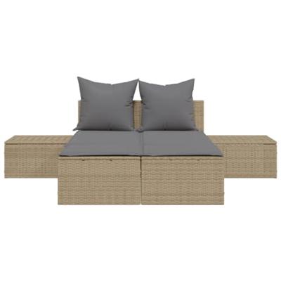 Ligbed 2-persoons met kussens poly rattan beige Ligbed 2-persoons met kussens poly rattan beige