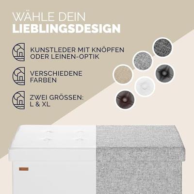 Opvouwbare Zitbank met opbergruimte en deksel - 115cm - Wit Opvouwbare Zitbank met opbergruimte en deksel - 115cm - Wit