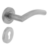 Deurkruk Lisa/hoek 90°op rozet met profielcilindergat plaatjes RVS - thumbnail