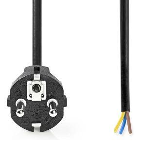 Stroomkabel | Type F (CEE 7/7) Male | Open | Recht | Recht | Vernikkeld | 3.00 m | Rond | PVC | Zwart Stroomkabel | Type F (CEE 7/7) Male | Open | Recht | Recht | Vernikkeld | 3.00 m | Rond | PVC | Zwart