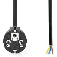 Stroomkabel | Type F (CEE 7/7) Male | Open | Recht | Recht | Vernikkeld | 3.00 m | Rond | PVC | Zwart - thumbnail