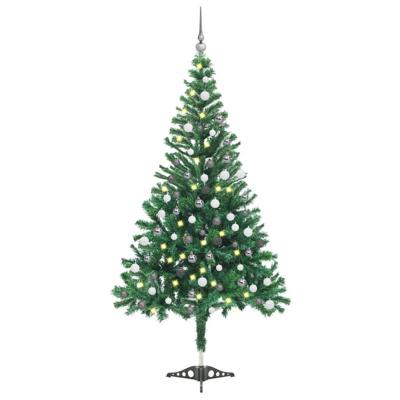 VidaXL Kunstkerstboom met verlichting en kerstballen 230 takken 120 cm