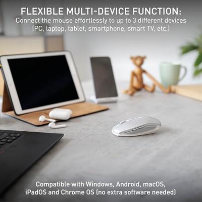 CHERRY GENTIX BT Muis Bluetooth Optisch Frost, Zilver 7 Toetsen 1000 dpi, 2000 dpi Intelligent scrollwiel, Oplaadbaar