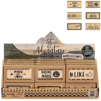 Stempel Let the Adventure Begin 6 cm 6 assorti | 36 stuks