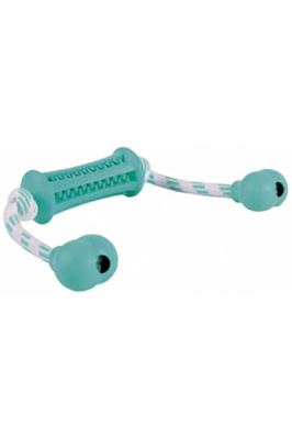 TRIXIE DENTA FUN NATUURRUBBER STICK MET MUNTSMAAK AAN KOORD 37X9 CM 3 ST