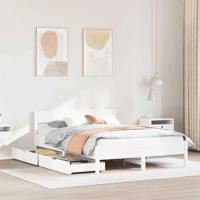 Bedframe zonder matras massief grenenhout wit 120x190 cm - thumbnail