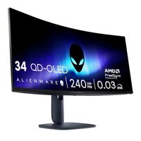 Alienware 34 Gaming Monitor - AW3425DW, WQHD (3440x1440), 21:9 1800R Gebogen, 240Hz, QD OLED, 0.03ms, NVIDIA G-SYNC Compatible, AMD FreeSync Premium Pro, HDR True Black 400, USB-C, 3 Jaar Garantie - thumbnail
