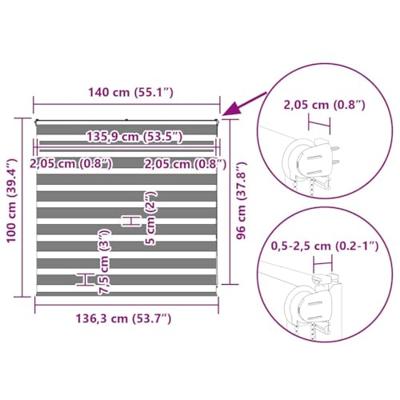 Zebra rolgordijn 140x100 cm stofbreedte 135,9 cm donkergrijs Zebra rolgordijn 140x100 cm stofbreedte 135,9 cm donkergrijs