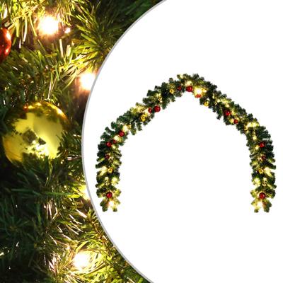 VidaXL Kerstslinger versierd met kerstballen en led-lampjes 5 m