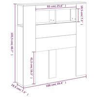 Hoofdeinde met LED 100x18,5x103,5 cm bewerkt hout - thumbnail