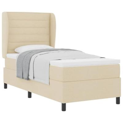 Boxspring bed met matras met hoofdeinde Crème 90 x 190 cm Stof