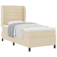 Boxspring bed met matras met hoofdeinde Crème 90 x 190 cm Stof - thumbnail