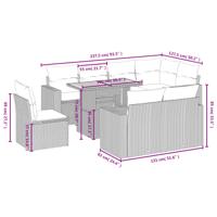 9-delige Loungeset met kussens poly rattan zwart - thumbnail