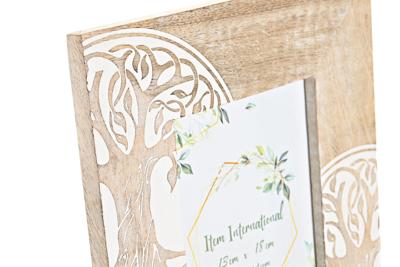 Fotolijsten DKD Home Decor Wit Bruin Hout Kristal Mangohout Boomstructuur Indiaas 23 x 2 x 28 cm