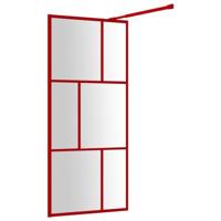 VidaXL Inloopdouchewand transparant 90x195 cm esg-glas rood - thumbnail