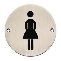 Hoppe aanduidingsplaat - symbool Dame - Ø 100 mm - E664F - RVS - thumbnail