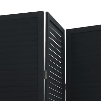 Kamerscherm met 6 panelen massief paulowniahout zwart
