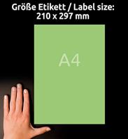 Etiket Avery Zweckform 3472 210x297mm A4 groen 100stuks - thumbnail