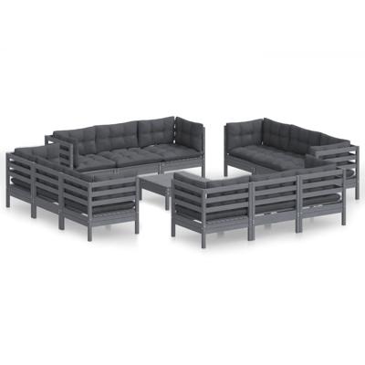 13-delige Loungeset met antracietkleurige kussens grenenhout - thumbnail