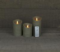 Anna&apos;s Collection LED kaars flame effect rustiek set 7.5 cm taupe 3 stuks - thumbnail