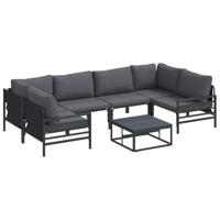 Tuinbankenset met kussen 7 pcs Zwart Staal - thumbnail