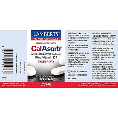 Lamberts Calasorb (calcium citraat) & Vitamine D3 60 Tabletten