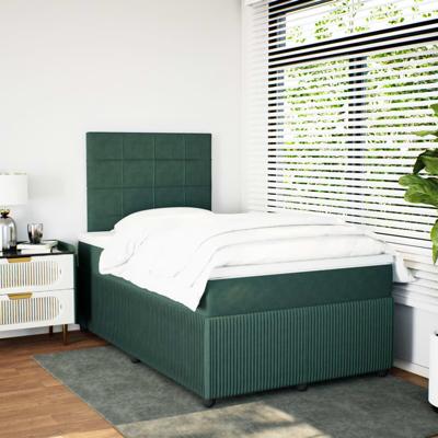 Boxspring met matras fluweel donkergroen 120x200 cm - thumbnail
