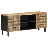 Tv-meubel 105x33,5x46 cm massief ruw mangohout zwart - thumbnail