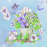 Wenskaart Paarse Bloemen (Set van 3) - thumbnail