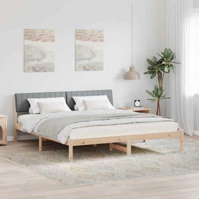 Bedframe Bruin en lichtgrijs 180 x 200 cm Massief grenenhout