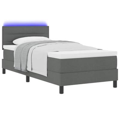 Boxspringbed met matras en LED stof donkergrijs 100x200 cm