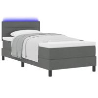 Boxspringbed met matras en LED stof donkergrijs 100x200 cm - thumbnail