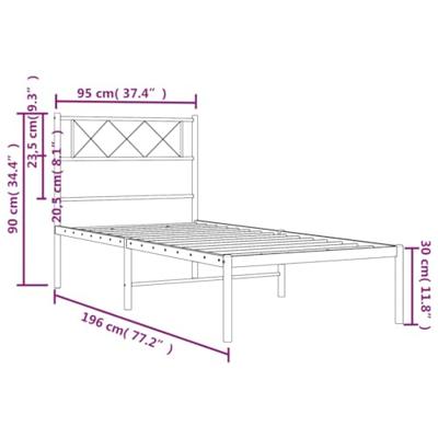 Bedframe met hoofdbord metaal zwart 90x190 cm Bedframe met hoofdbord metaal zwart 90x190 cm