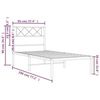Bedframe met hoofdbord metaal zwart 90x190 cm - thumbnail
