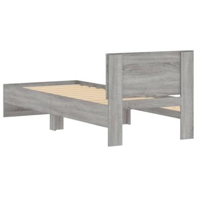 Bedframe met hoofdeinde bewerkt hout grijs sonoma 90x190 cm