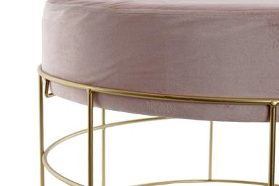 Voetensteun DKD Home Decor Gouden Metaal Polyester Licht Roze (60 x 60 x 37.5 cm)