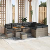 Tuinbankenset met kussen 12 pcs Grijs poly rattan - thumbnail