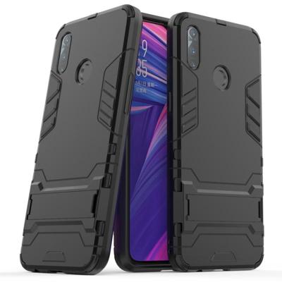 Schokbestendige PC + TPU case met houder voor OPPO Realme 3 (zwart)